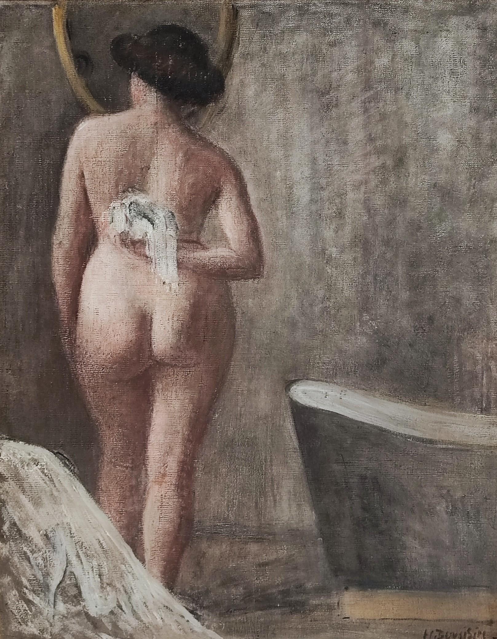 Henri Duvoisin Nude Painting - Lady at her toilette