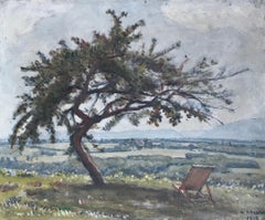 View of the Geneva countryside with chaise longue