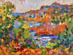Environs de Saint-Tropez - Paesaggio impressionista a olio di Henri Edmond Cross