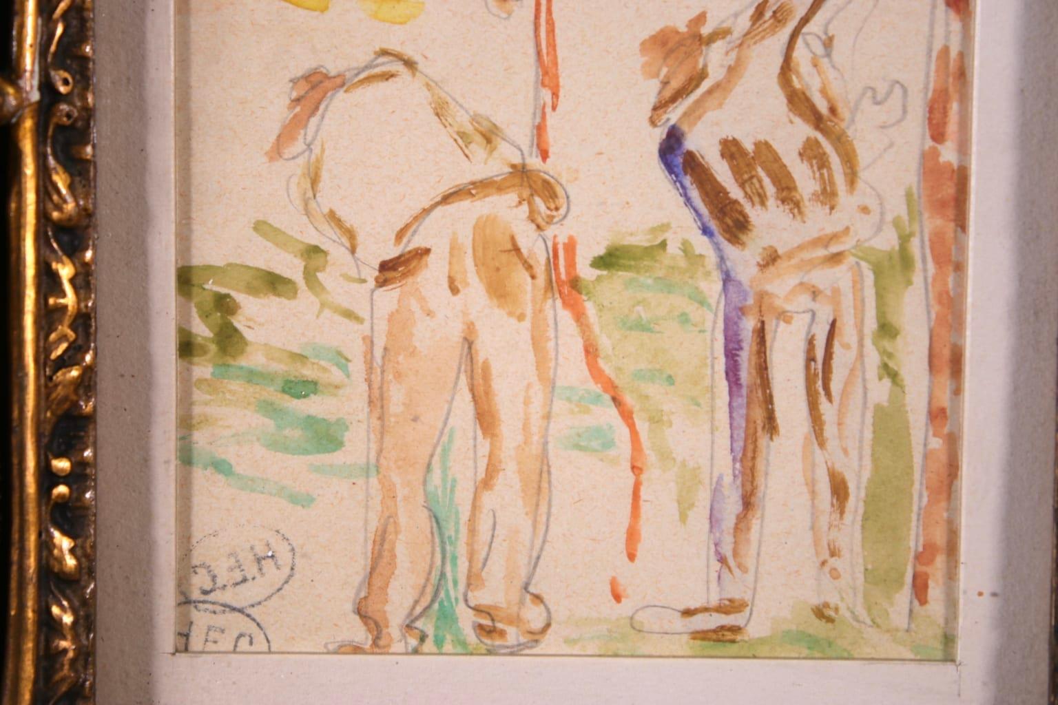 Etude de travailleurs - Impressionist Watercolor, Study of Figures - Henri Cross 1