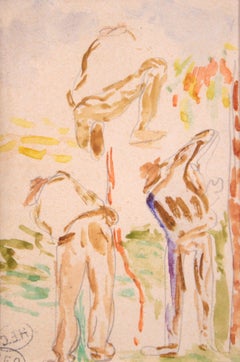 Etude de travailleurs - Impressionist Watercolor, Study of Figures - Henri Cross