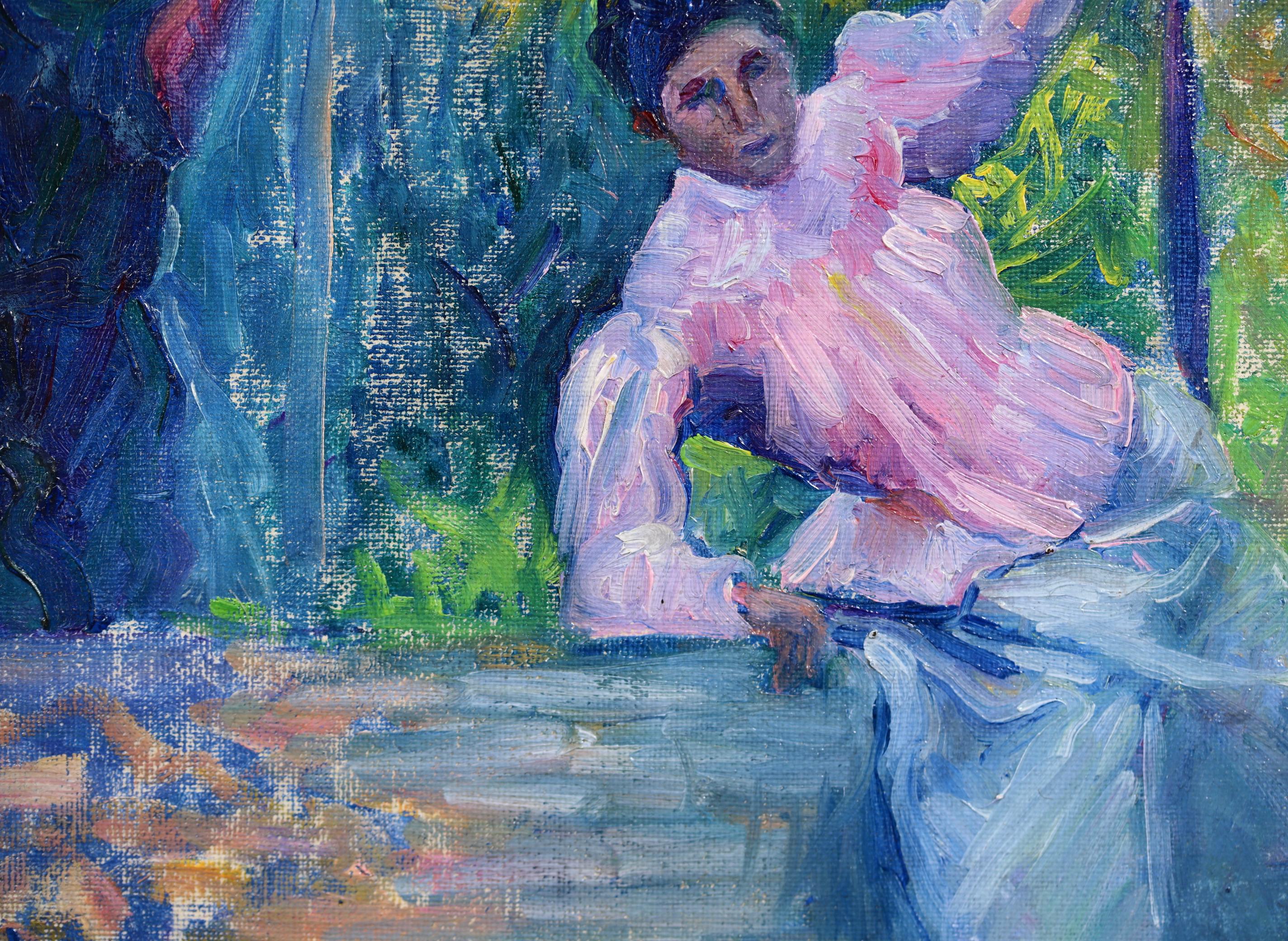 In the Garden - Impressionist Oil, Figures in Landscape by Henri Edmond Cross 3