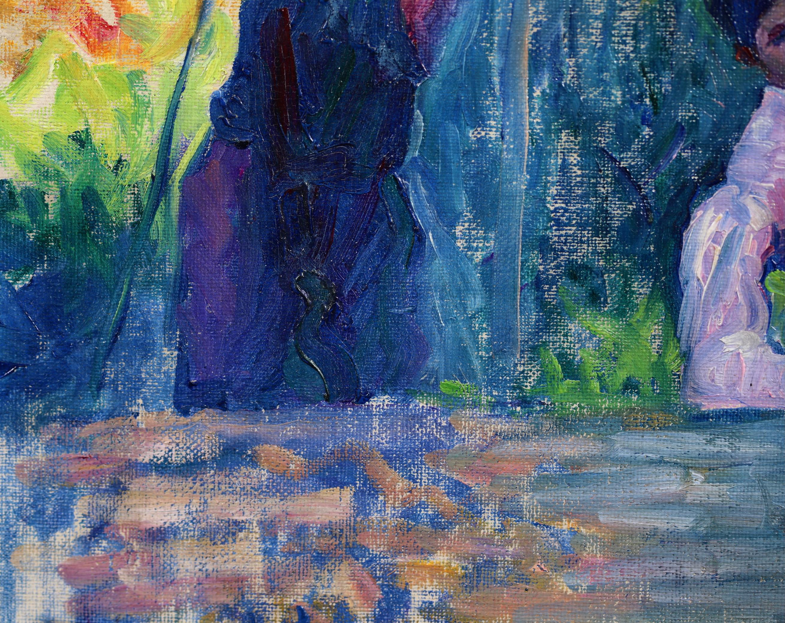 In the Garden - Impressionist Oil, Figures in Landscape by Henri Edmond Cross 4