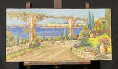 Henri Edouard BARGIN (1906-1980) HUGE FRENCH OIL - COTE D'AZUR VERANDAH TERRACE