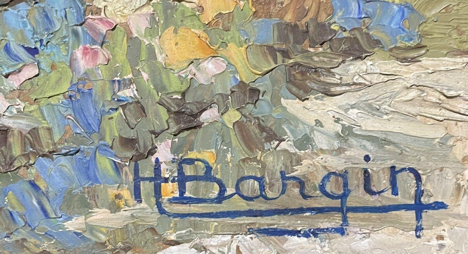 Henri Edouard BARGIN (1906-1980) HUGE FRENCH OIL - COTE D'AZUR VERANDAH TERRACE - Beige Landscape Painting by Henri Edouard Bargin