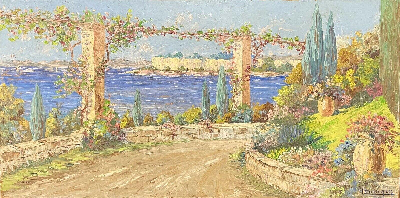 Henri Edouard Bargin Landscape Painting - Henri Edouard BARGIN (1906-1980) HUGE FRENCH OIL - COTE D'AZUR VERANDAH TERRACE