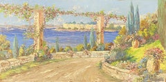 Vintage Henri Edouard BARGIN (1906-1980) HUGE FRENCH OIL - COTE D'AZUR VERANDAH TERRACE