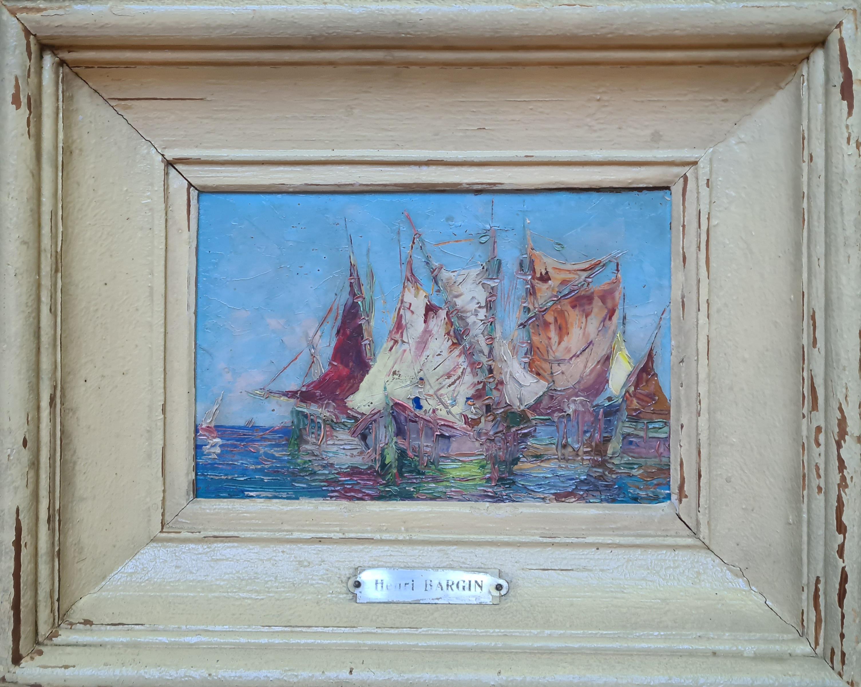 Les Voiliers de Pêche - Painting de Henri Edouard Bargin