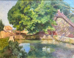 "Stagno con anatre" di H. H. Brosset - Olio su tela - 73x92 cm