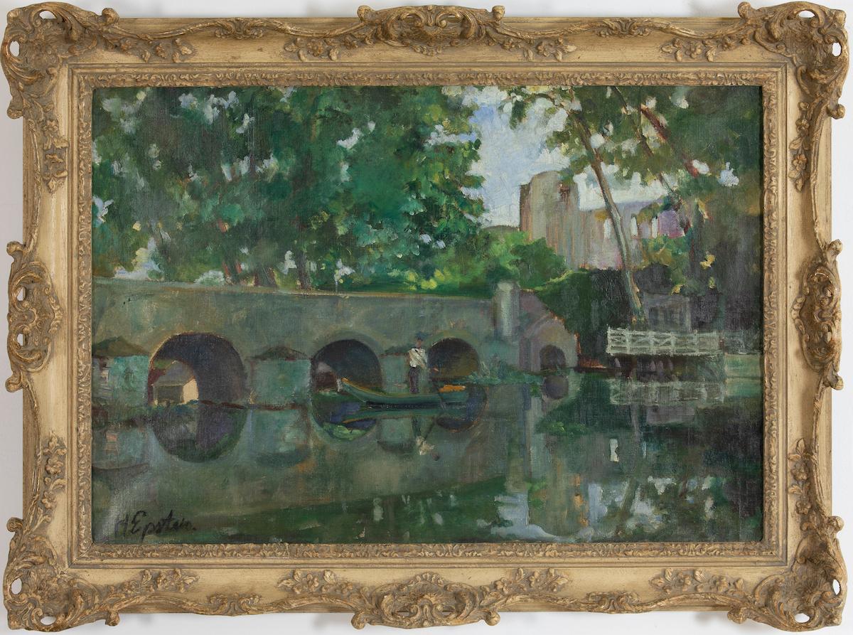 River landscape by Henri Epstein - Riverscene painting For Sale 1