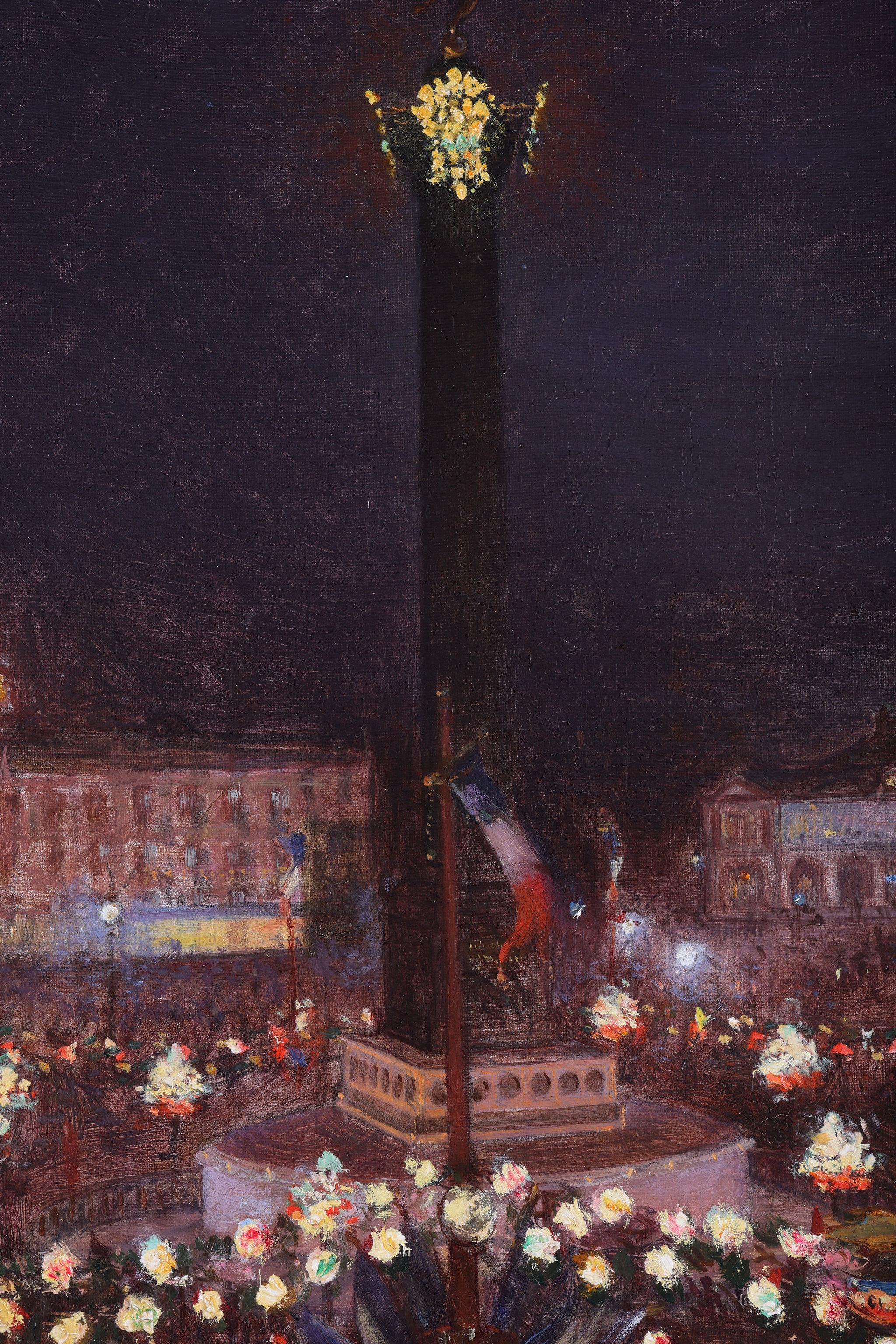 Le Triomphe de La Republique, Paris - Impressionist Painting by Henri F Bellan