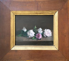 Damask Roses à la Fantin-Latour Floral Still Life 19th Century Flower painting