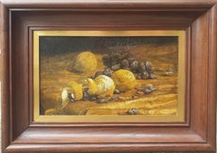 Painting Still life Lemons Plums french Circle of FANTIN-LATOUR 19th