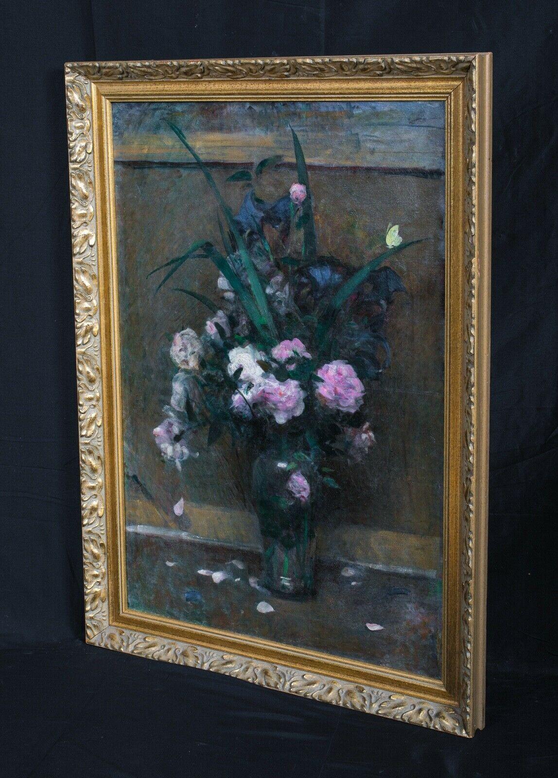 Nature morte de roses ondulantes, XIXe siècle - Noir Still-Life Painting par Henri Fantin-Latour