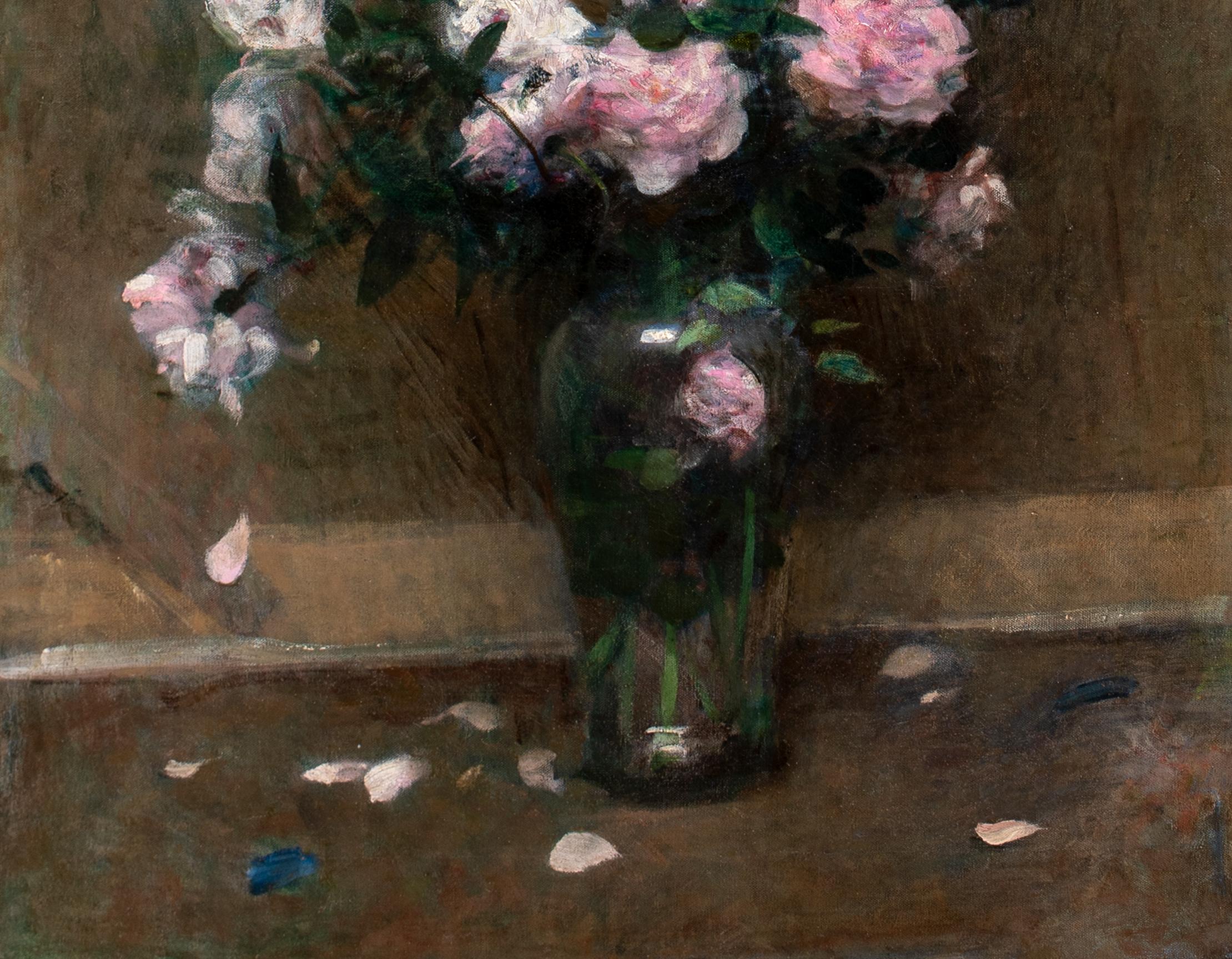 Natura morta di rose appassite e una farfalla, XIX secolo in vendita 6