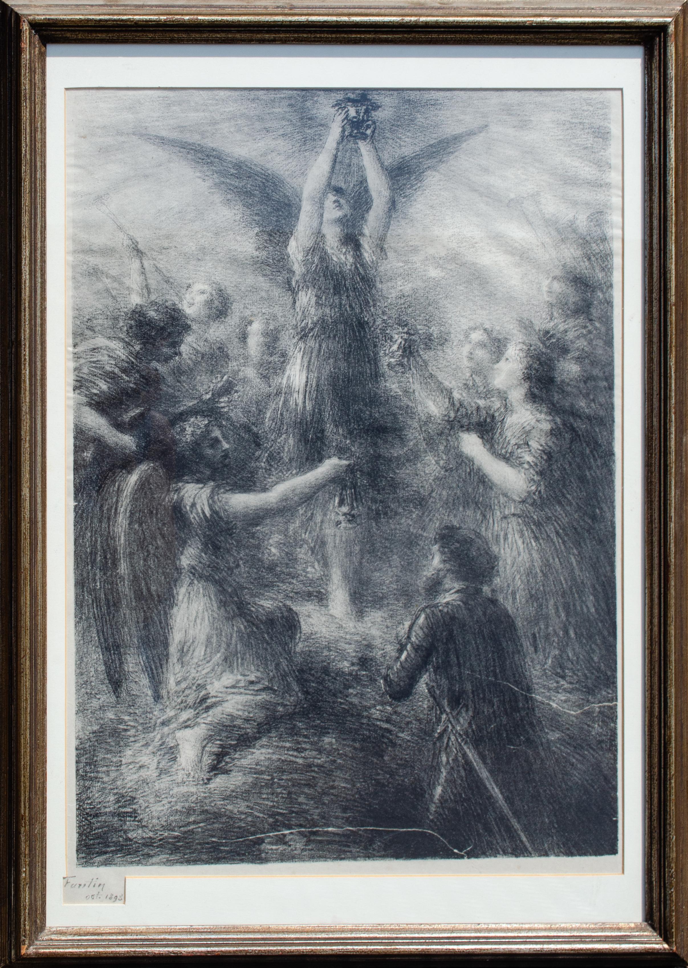 Henri Fantin-Latour "La aparición del Santo Grial" Grabado antiguo maestro