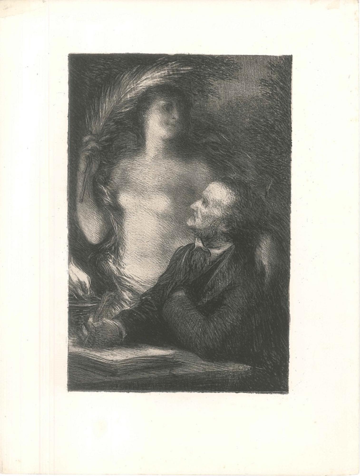 The Muse - Original Lithograph by Henri Fantin-Latour - 1886