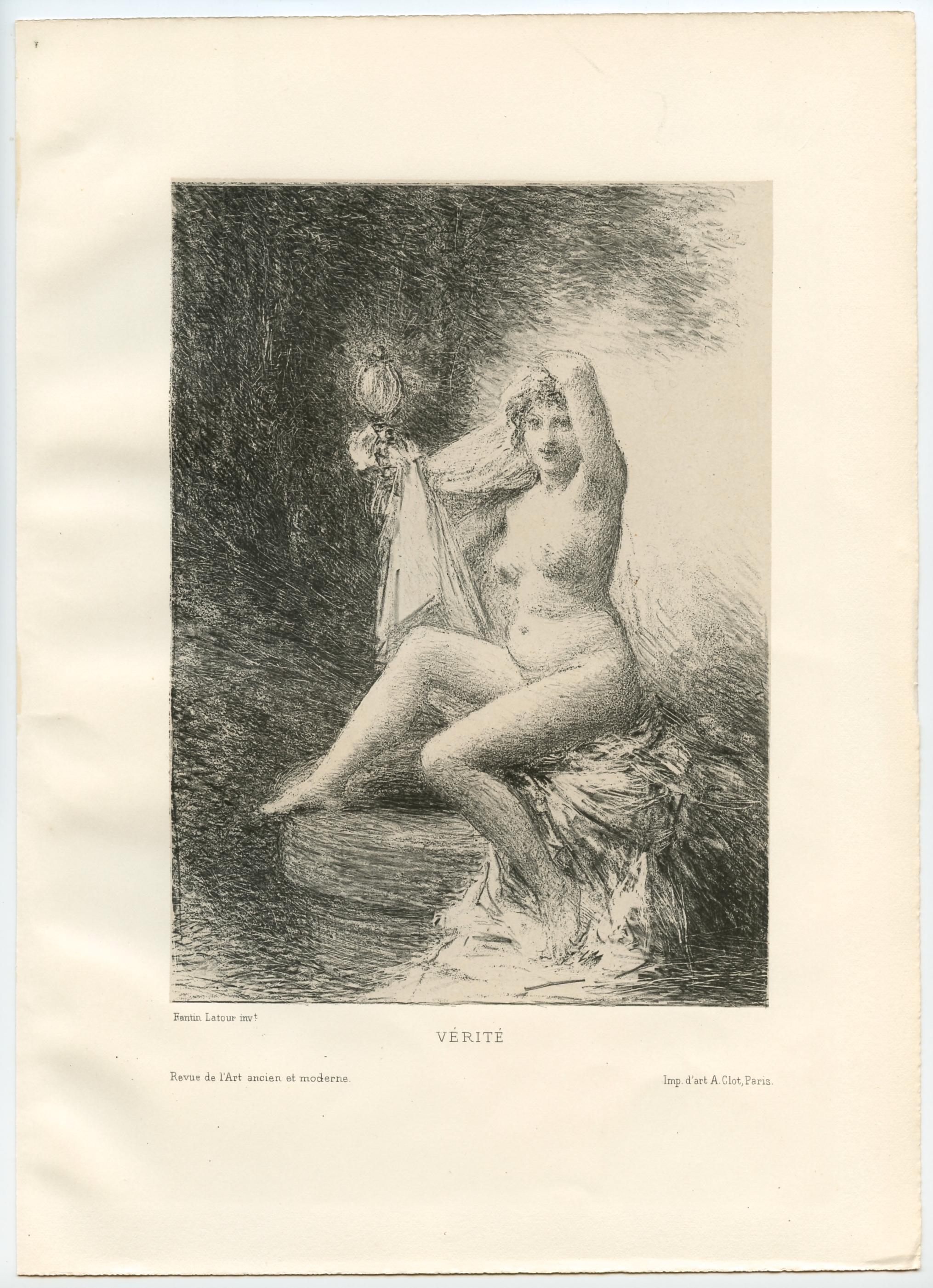 Henri Fantin-Latour Nude Print - "Verite" original lithograph