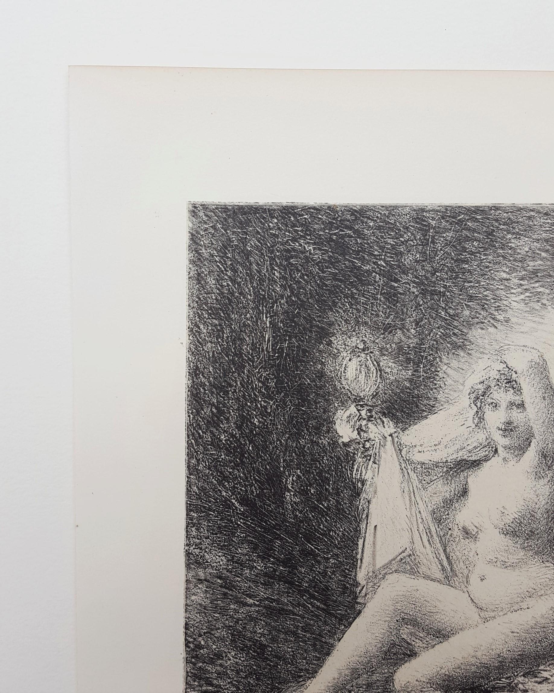 Vérité (Wahrheit) /// Französische Moderne Impressionistische Kunst Lithographie Akt Figurativ  (Grau), Nude Print, von Henri Fantin-Latour