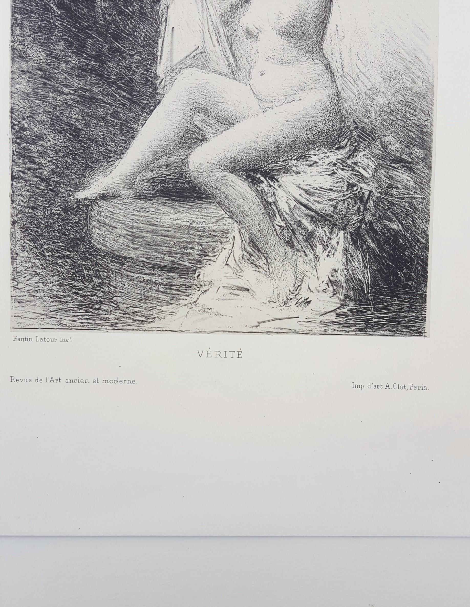 Vérité (Wahrheit) /// Französische Moderne Impressionistische Kunst Lithographie Akt Figurativ  im Angebot 3