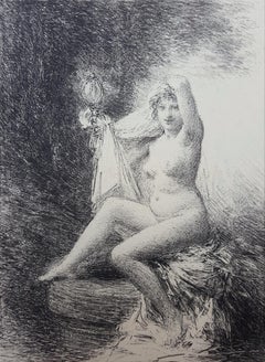 Vérité (Verdad) /// Arte Impresionista Moderno Francés Litografía Desnudo Figurativo