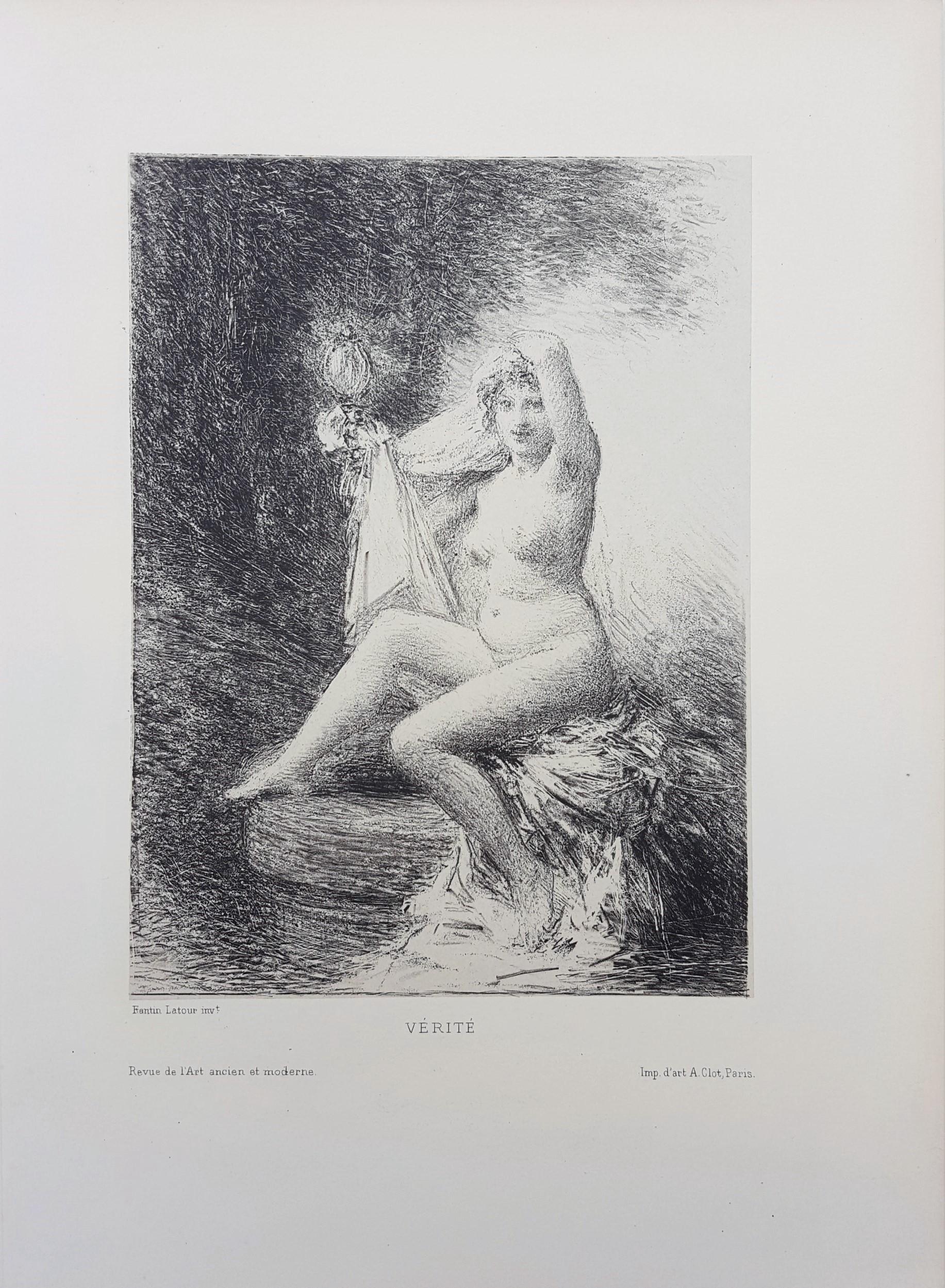 Vérité /// French Modern Impressionist Art Lithograph Nude Figurative - Print de Henri Fantin-Latour