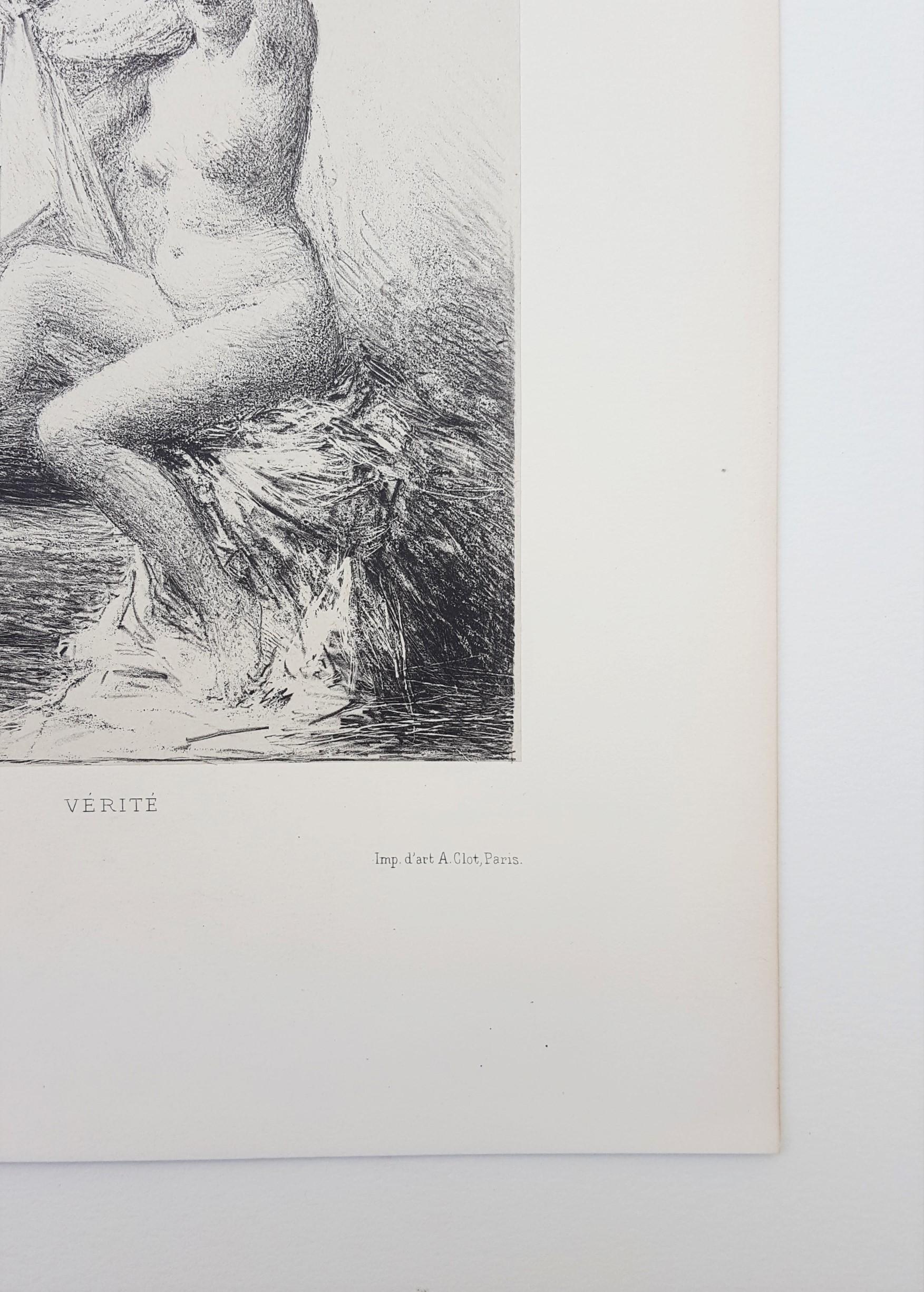 Vérité /// French Modern Impressionist Art Lithograph Nude Figurative en vente 1