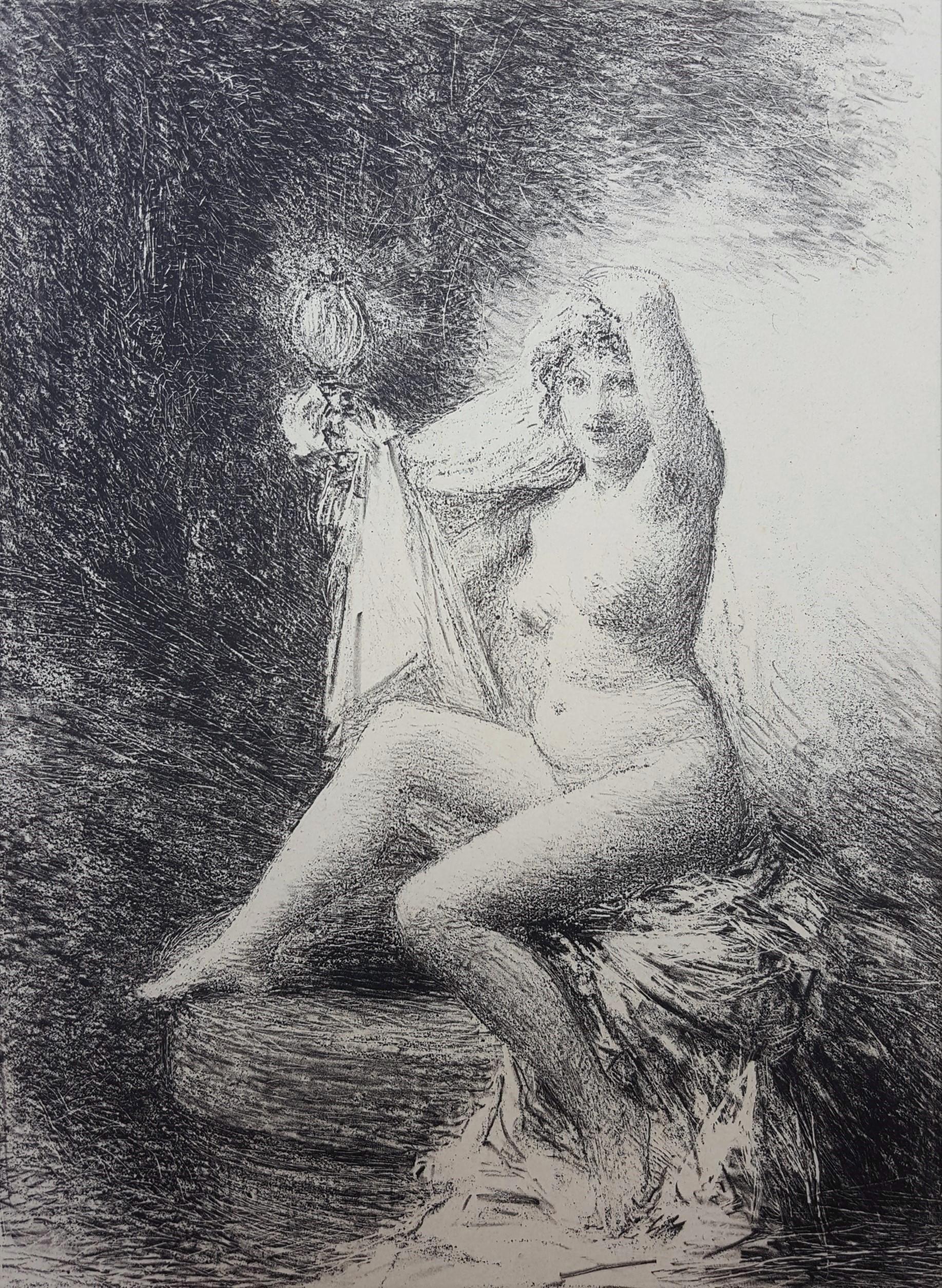 Vérité (Truth) /// French Modern Impressionist Art Lithograph Nude Figurative