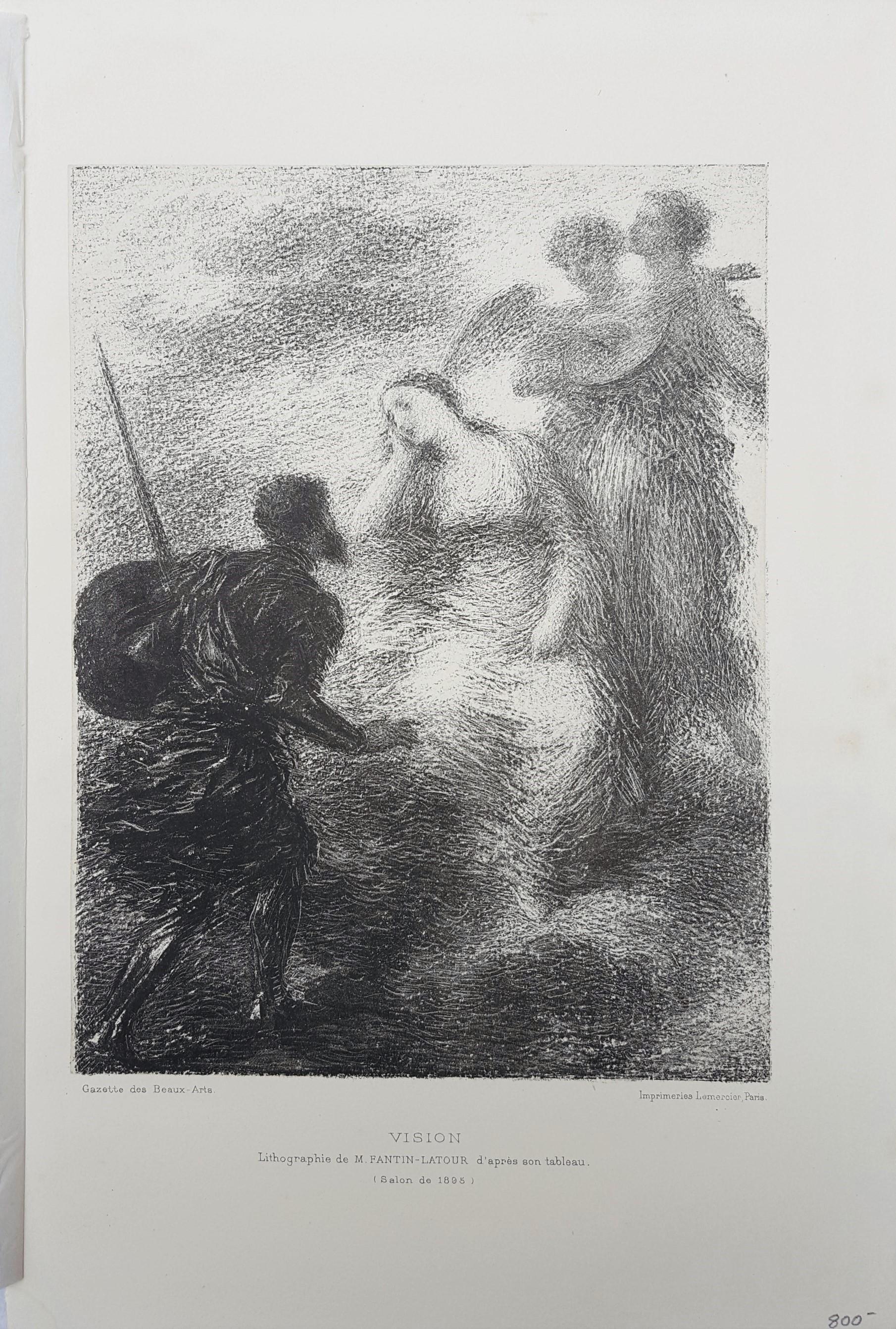 Vision /// French Romantic Classical Figurative Lady Woman Soldier Angel Litho - Print by Henri Fantin-Latour