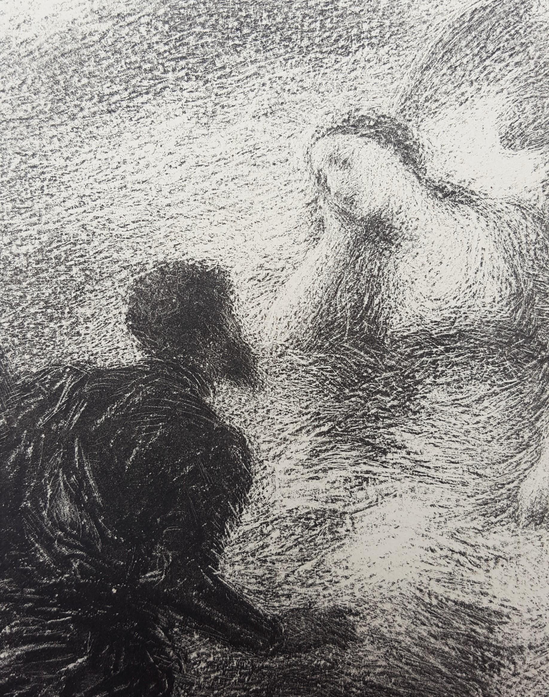 Vision /// Französische romantische klassische figurative Dame, Frau, Soldat, Engel Litho, Französisch im Angebot 5