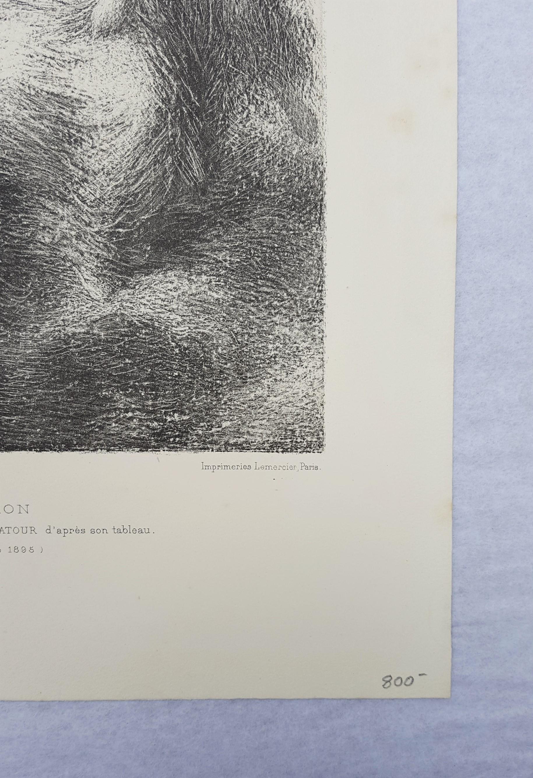 Vision /// Französische romantische klassische figurative Dame, Frau, Soldat, Engel Litho, Französisch im Angebot 2