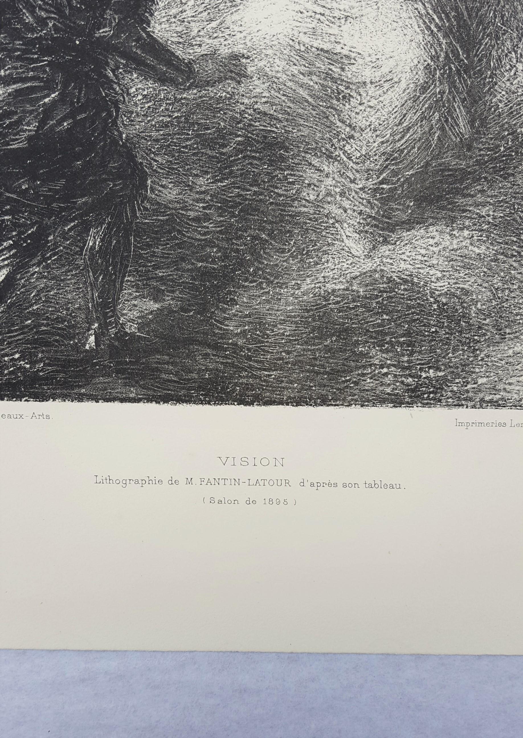 Vision /// Französische romantische klassische figurative Dame, Frau, Soldat, Engel Litho, Französisch im Angebot 4
