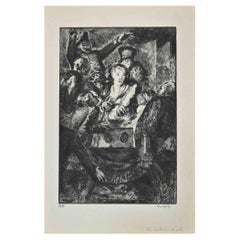 Figura - Acquaforte di Henri Farge - XX secolo