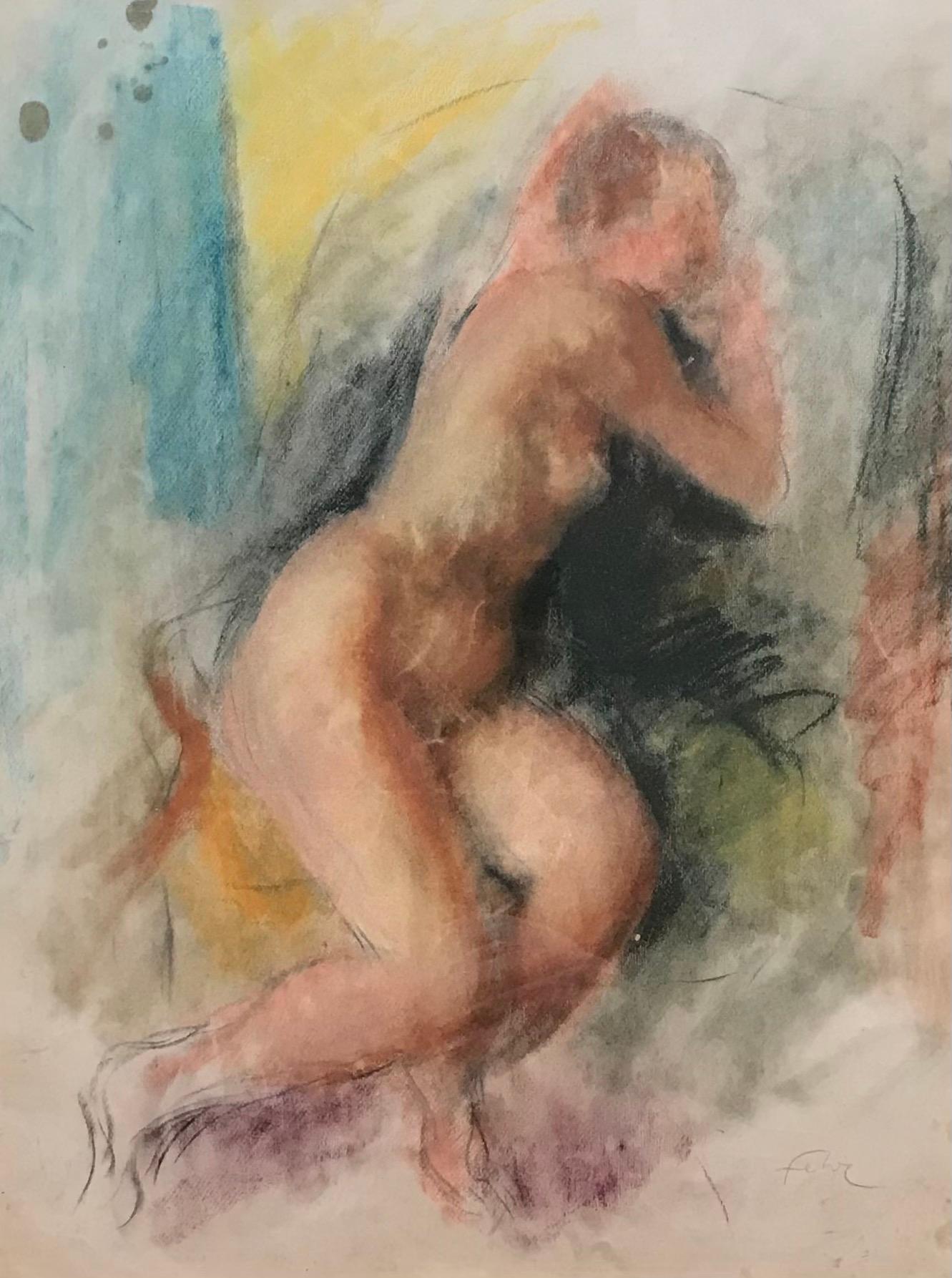 Nude sketch by Henri Fehr - Pastel on paper 