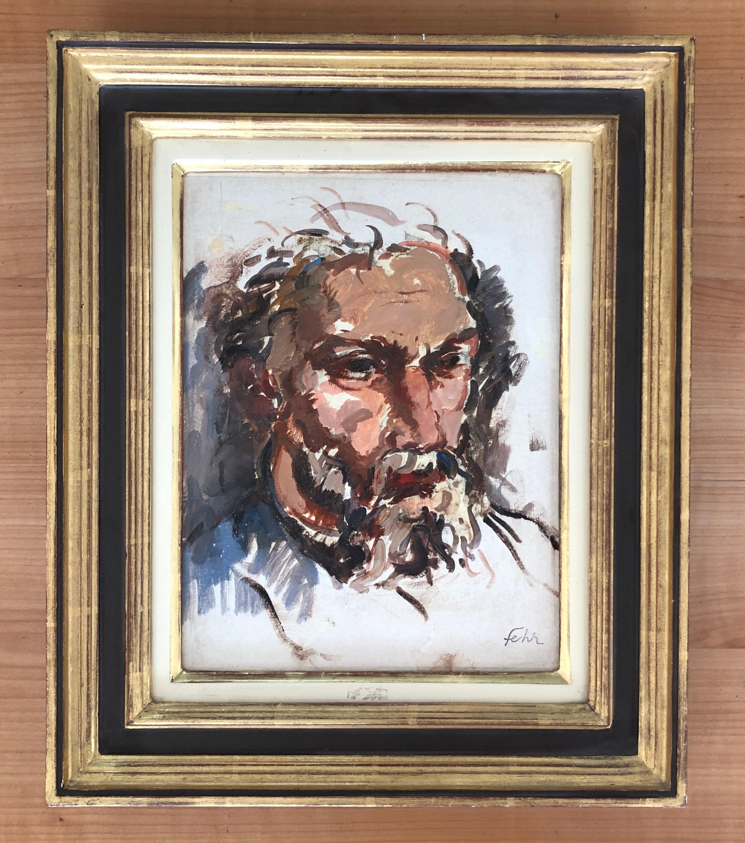 Portrait of a man - Painting by Henri Fehr 