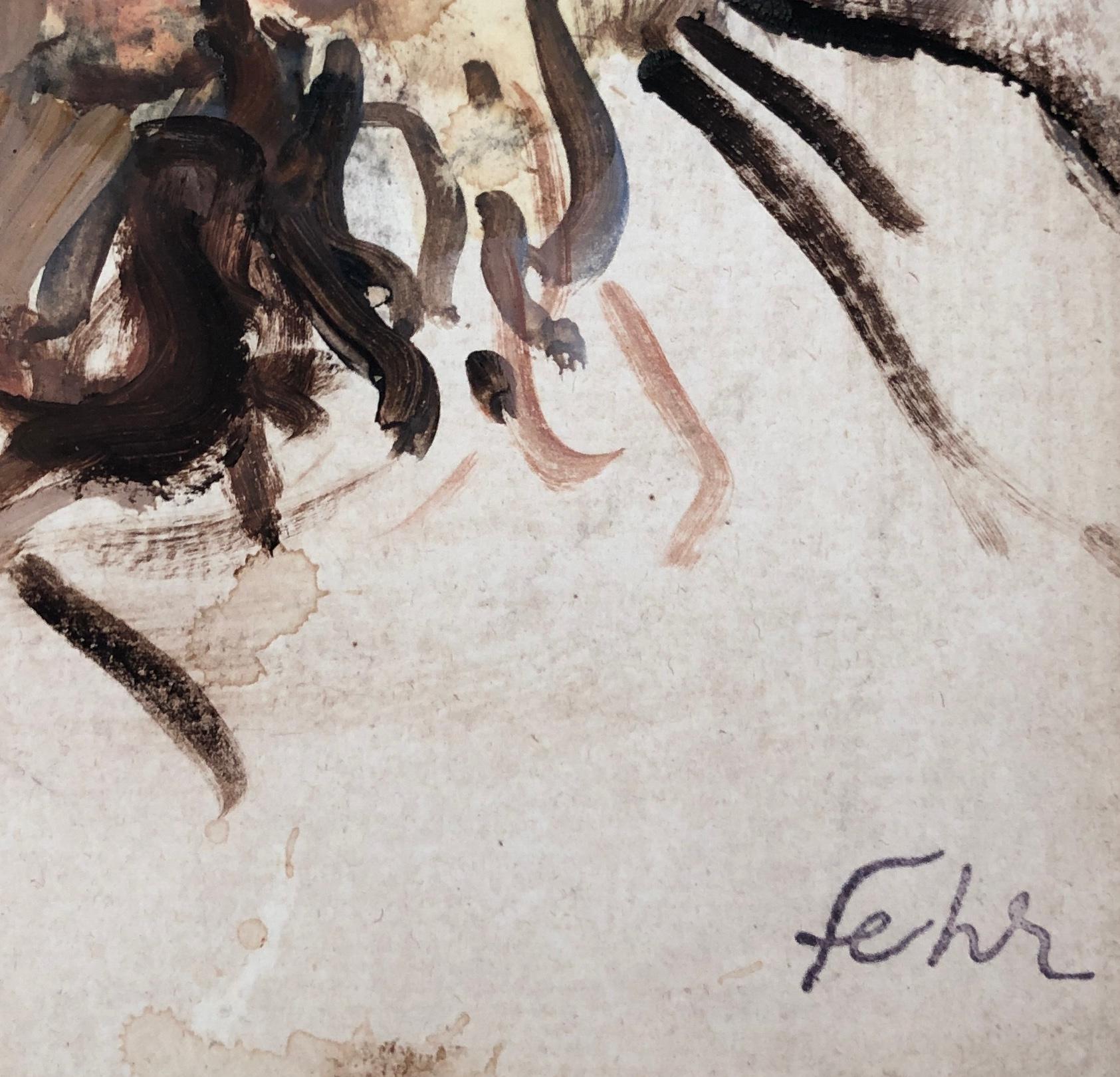 Portrait of a man - Gray Portrait Painting by Henri Fehr 