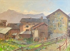 “Rural Village” by Henri Fehr - Oil on Canvas - 58x78.5cm