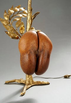 Henri FERNANDEZ (né en 1948) pour Maison Honoré, grande lampe en laiton vers 1970