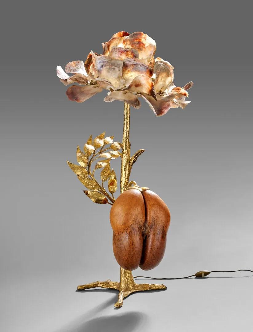 Henri FERNANDEZ (geb. 1948) für Maison Honoré, große Messinglampe, um 1970 im Angebot 3