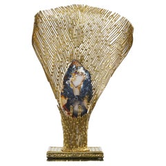 Henri Fernandez Brass Agate Stone Table Lamp Nefertiti, 1970s