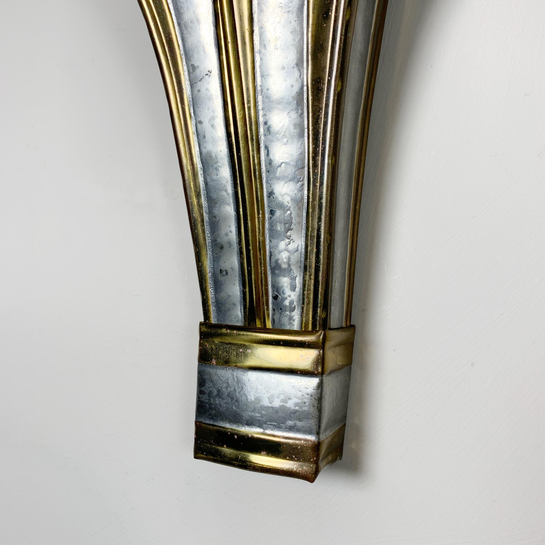 Late 20th Century Henri Fernandez Gold and Silver Leaf Wall Light For Sale