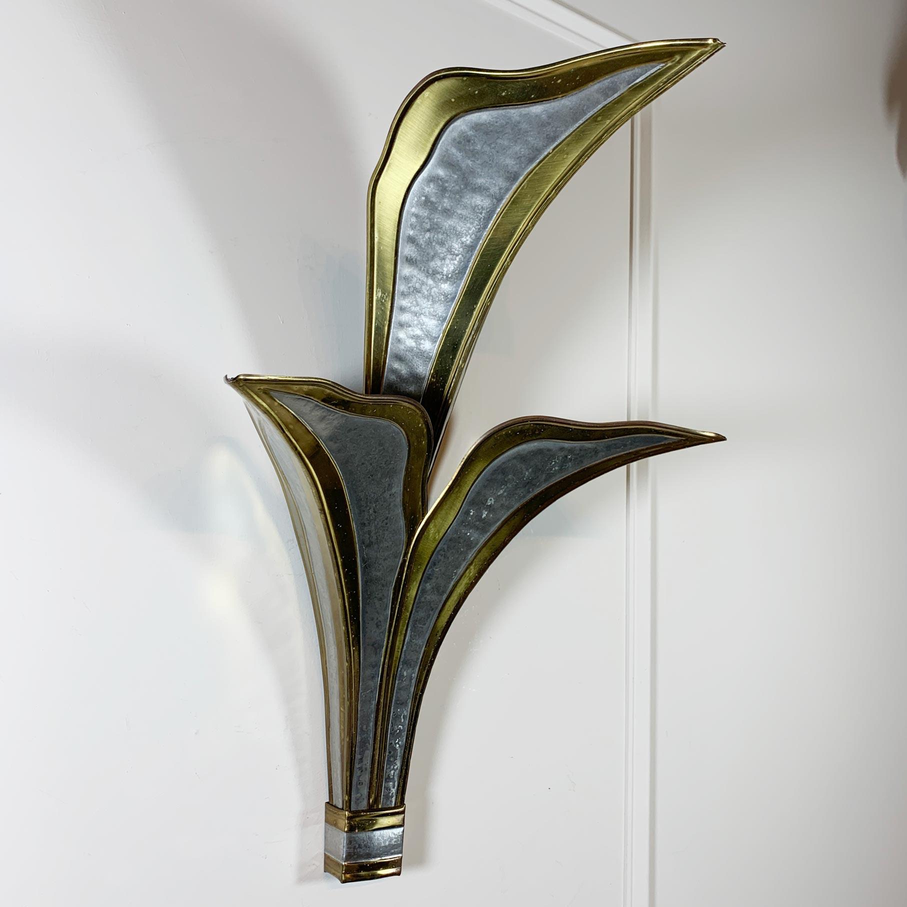 Applique murale Henri Fernandez feuille d'or et d'argent en vente 1