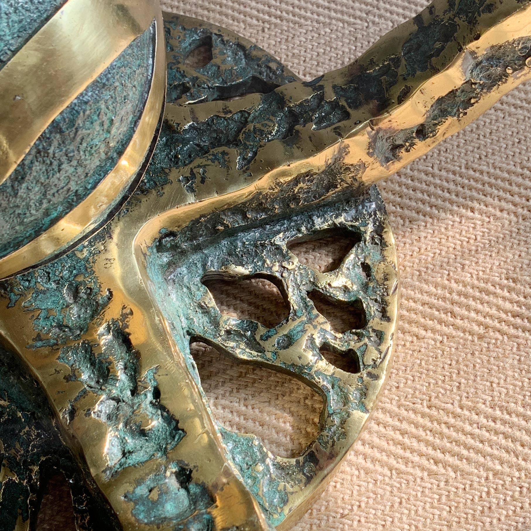 Fait main Table basse 'Octo' en bronze doré de style brutaliste d'Henri Fernandez en vente