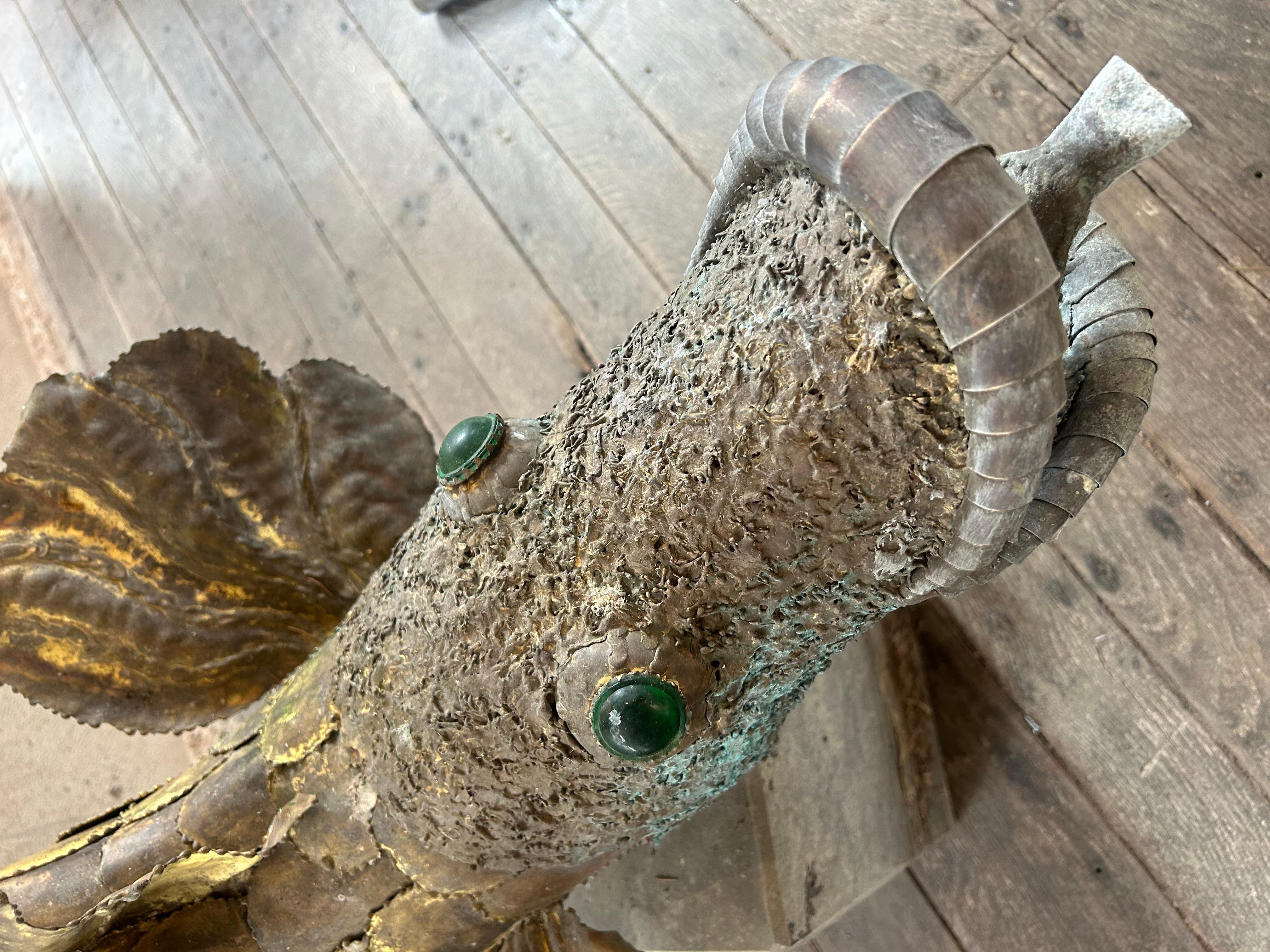 Mid-Century Modern Henri Fernandez fish gold brass fountain For Sale