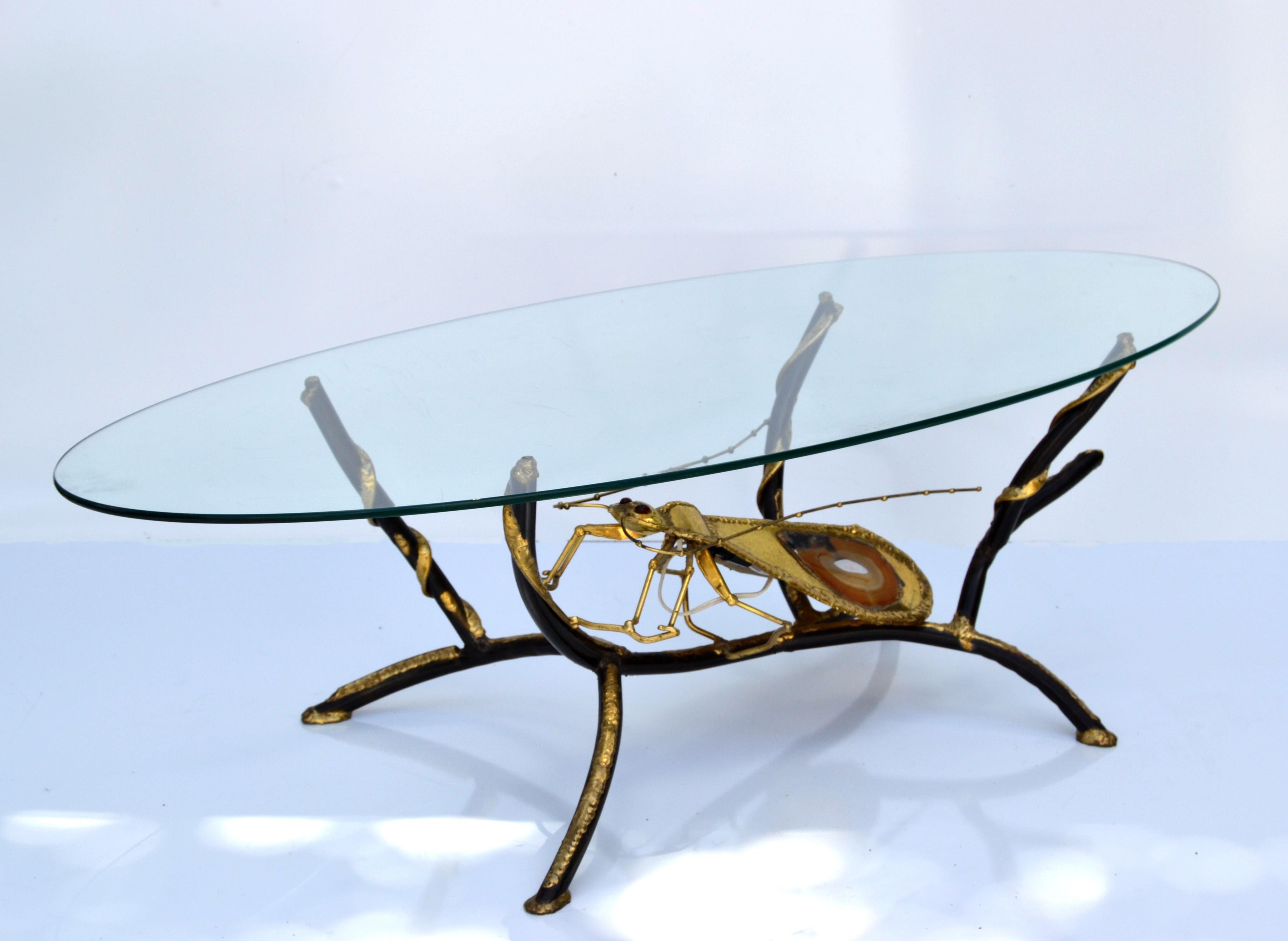Table basse enluminée sculpture Henri Fernandez pour l'Atelier Duval-Brasseur en vente 6