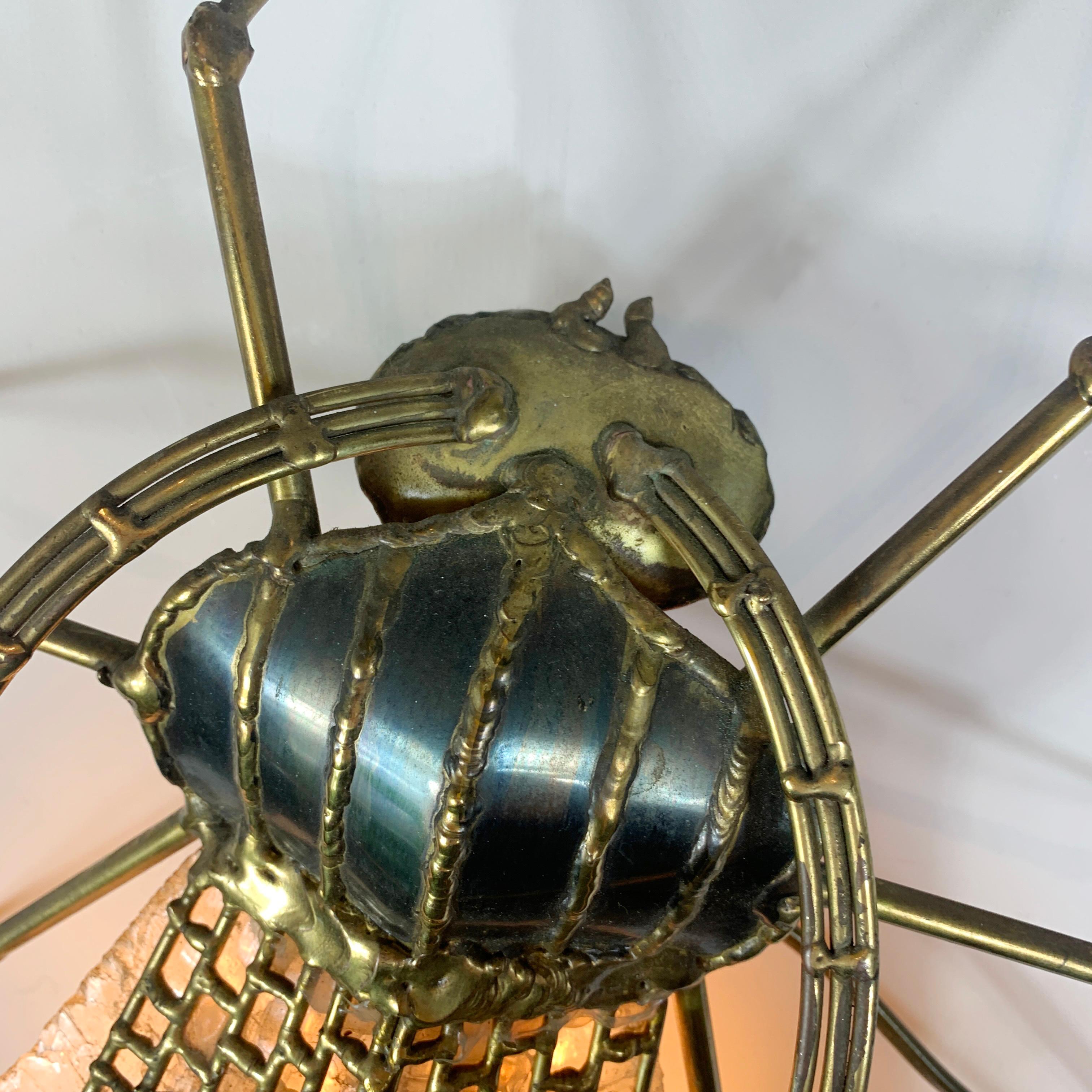 Henri Fernandez for Atelier Jacques Duval Brasseur Quartz and Bronze Insect Lamp 5