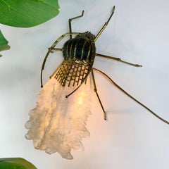 Henri Fernandez for Atelier Jacques Duval Brasseur Quartz and Bronze Insect Lamp