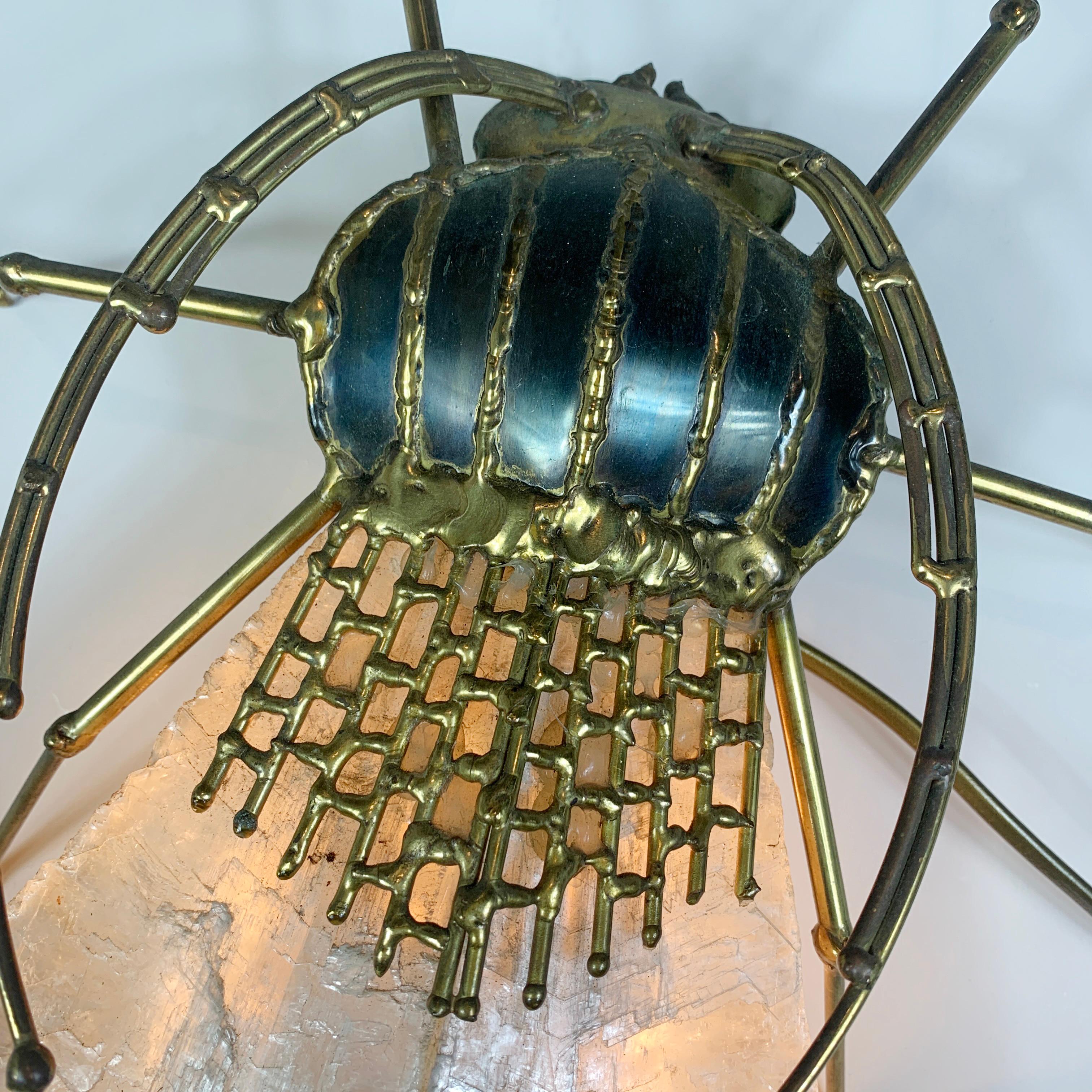 Henri Fernandez for Atelier Jacques Duval Brasseur Quartz and Bronze Insect Lamp In Good Condition In Hastings, GB