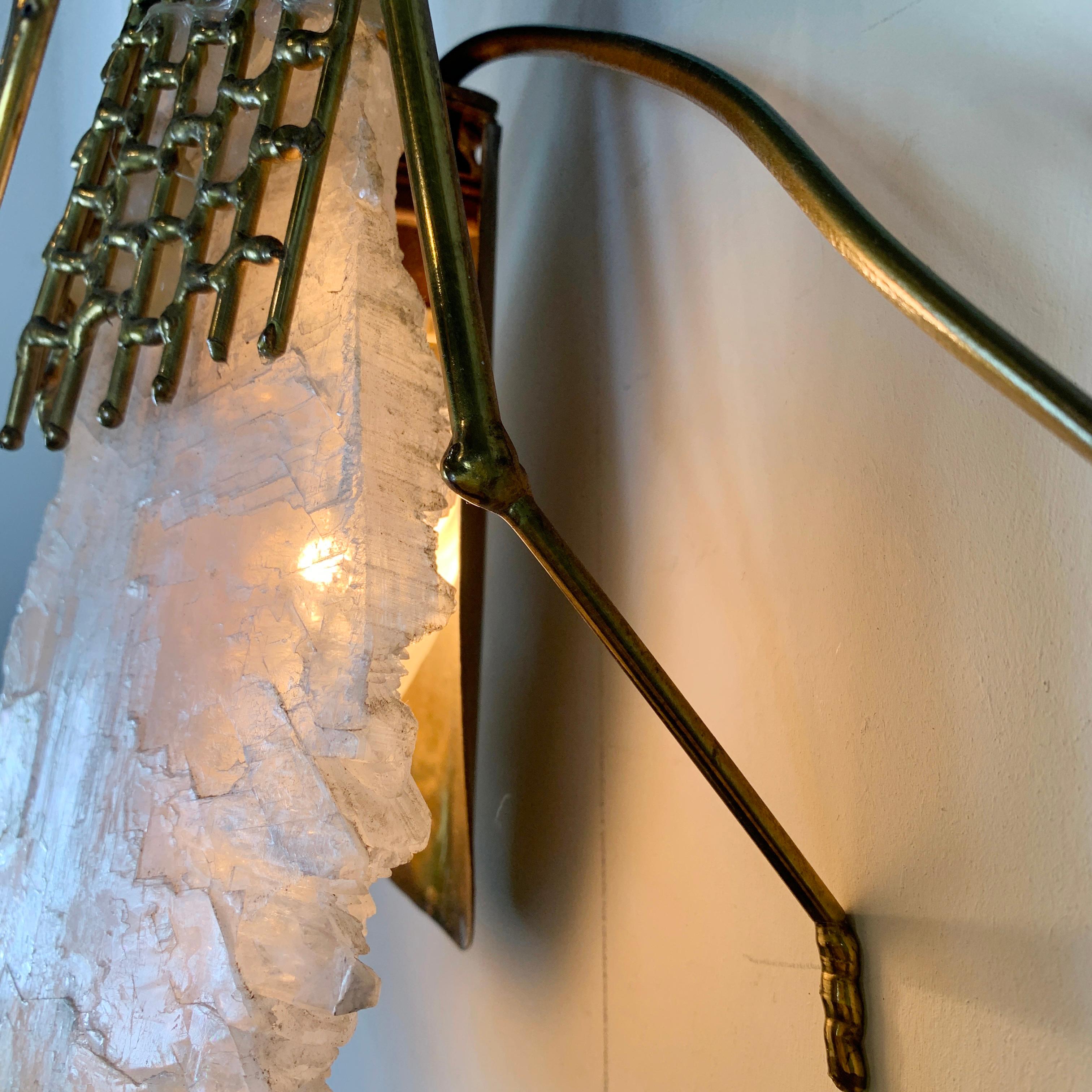 Henri Fernandez for Atelier Jacques Duval Brasseur Quartz and Bronze Insect Lamp 2