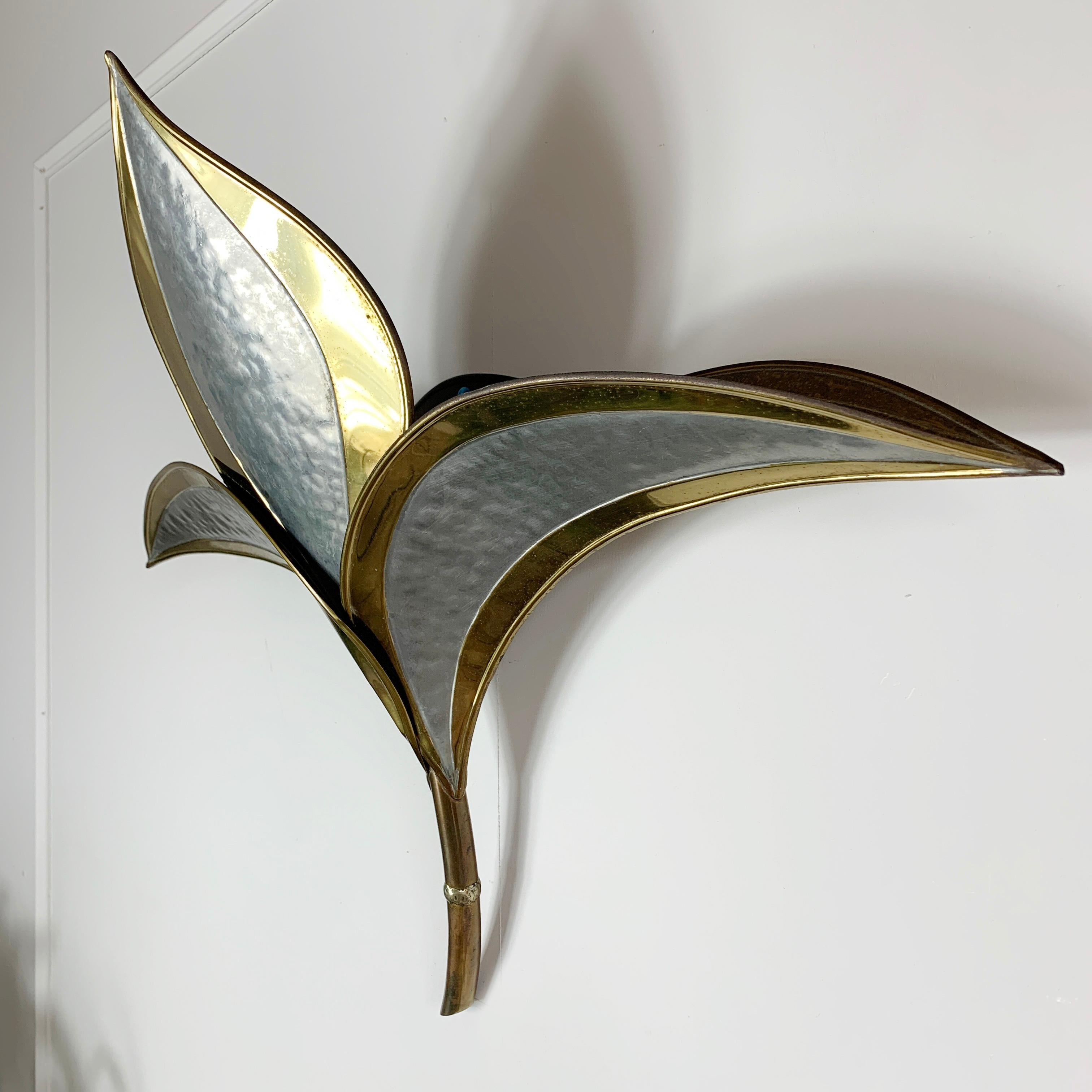 Henri Fernandez Gold and Silver Leaf Wall Sconce For Sale 3